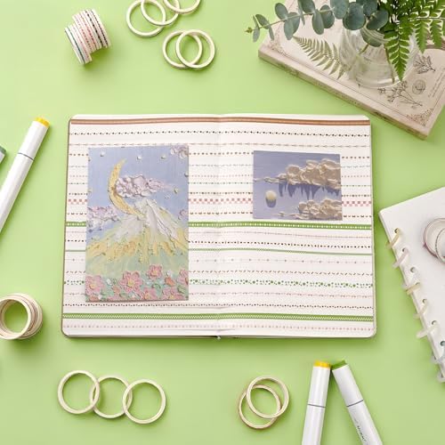 EORTA 30 Rolls Pastel Floral Washi Tape Set, Thin 5mm Skinny Masking Tape, Decorative Planner Tape for Scrapbooking, Journaling, Gift Wrapping & DIY Crafts (Soft Aesthetic Tones, 5mm)