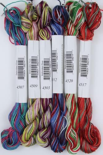 KCS Big skeins of 25 Meters Size 25 Color Variegated Cross Stitch Stranded Threads,6 skeins,06