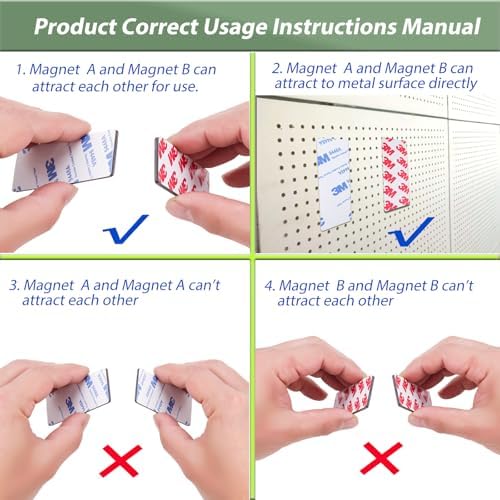 10 Pack=5 Pairs, A+B Paired Magnetic Tape with Adhesive Backing, Each 12in x 1in x 0.08in AB Pairing Magnet Strips Match to Use for DIY Closure Craftings
