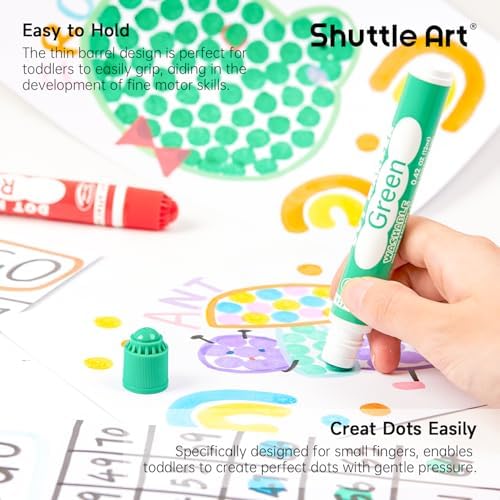 Shuttle Art 100 Pack Dot Markers, 10 Colors x 10 Sets Washable Bingo Daubers, Fun Art Supplies for Kids and Preschoolers, Non Toxic Water-Based