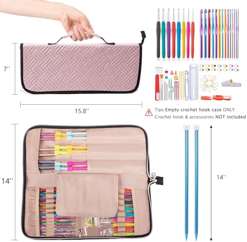 MYBAGZING Knitting Needles Case (up to 14 Inches) - Needle & Crochet Hook Organizer