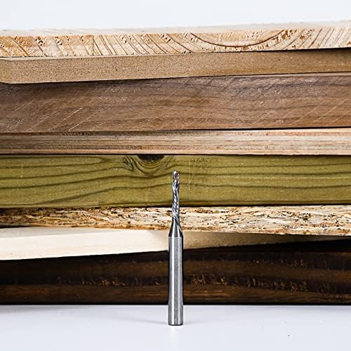 SpeTool Spiral Router Bits Up&Down Compression Bit 1/8 inch Cutting Diameter, 1/4 inch Shank HRC55 Solid Carbide CNC End Mill for Wood Carving Engraving Grinding