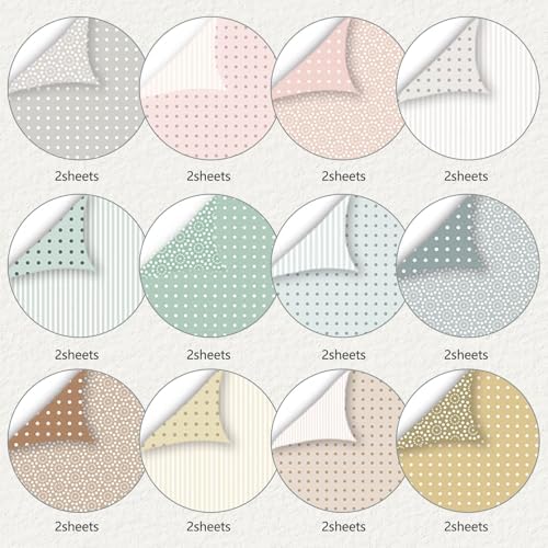 24 Sheets Beige Dot Scrapbook Paper 12x12 Inch 160gsm Double Side