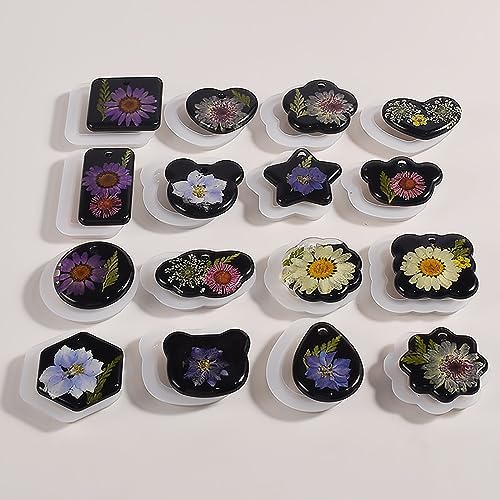16-Piece Jewelry Mold Set - Oval Pendant, Resin & Clay, 3D & Silicone Molds for Resin Casting & Candle Making