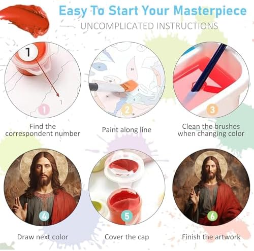 Jesus Paint by Numbers Kit for Adults Framed Canvas 12X16 in, Frameworkless