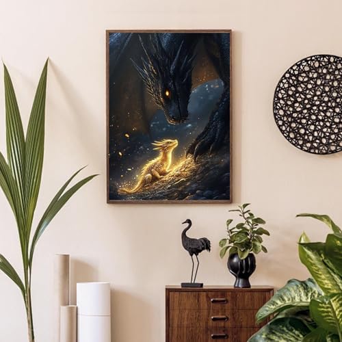 AIBOERL Diamond Art Kits for Adults，DIY Dragon Diamond Painting Wall Decor | Round Drill Dragon Diamond Painting for Beginners DIY Rhinestone 5D Diamond dots(Gemstone Craft)Wall Art Gift 12x16IN