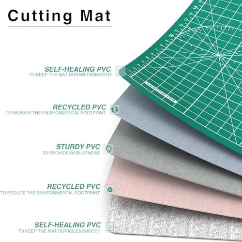 DIYSELF 36in×24in Cutting Mat, A1 Self Healing Craft Mat for Sewing | A1 Green Cutting Mat for Large Fabric, Quilting and Craft Projects, 5-Ply Double-Sided Cutting Mat for Paper Crafts and DIY