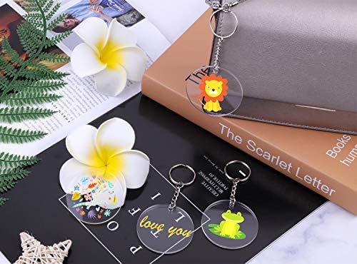 Audab Acrylic Keychain Blanks - 108 Clear Keychain Pieces for Vinyl Kit Including Acrylic Blanks, Rings for DIY Keychains, Crafting & Vinyl Projects