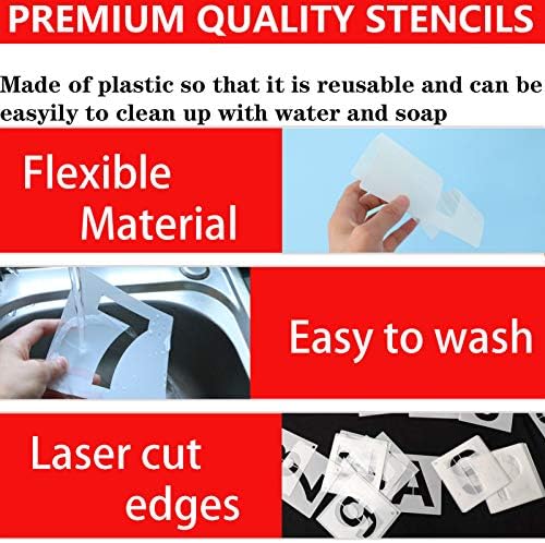 YEAJON 3 Inch Letter Stencils and Numbers, 36 Pcs Alphabet Art Craft Stencils, Reusable Plastic Templates for Wood, Wall, Fabric, Rock, Signage, DIY Art Projects