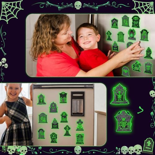Motipuns 30 Pcs Luminous Halloween Tombstones Diamond Painting Magnets Kits