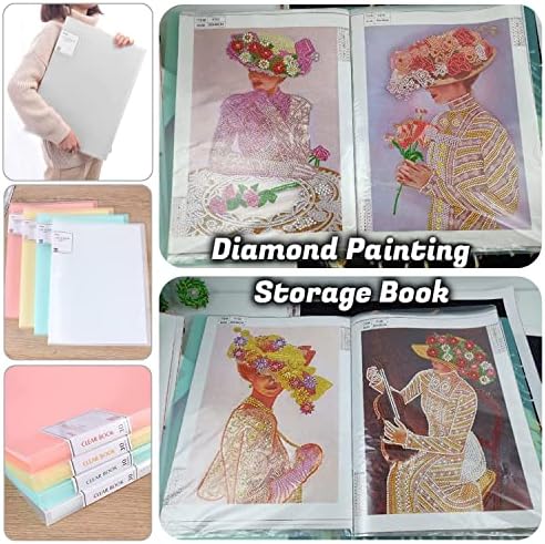 A3 Diamond Painting Storage Book, 60 Views Art Portfolio Presentations Folder with 30 Pages Protectors, 17.3x12.8in