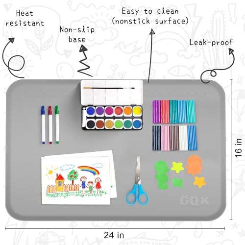 Silicone Art Mat for Crafts with Raised Sides to Stay Tidy, 24" x 16"