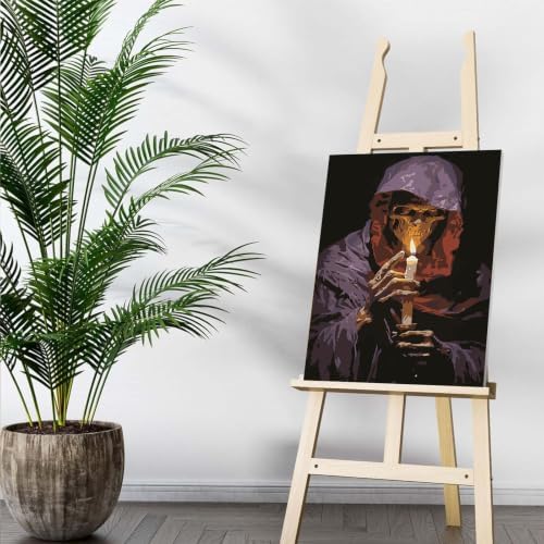 Auremi Horror Framed Paint by Number for Adults,DIY Skeletons Painting by Number Kits on Canvas Acrylic Oil Painting Kits for Adults Paint by Number Kits for Home Decor 20x30cm