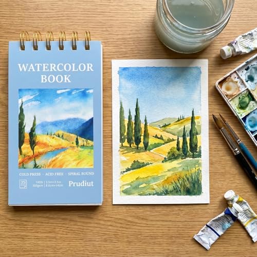 2 Pack Watercolor Paper Pads, 3.5 x 5.5 in, 35 Sheets, 140 Lb Cold Press
