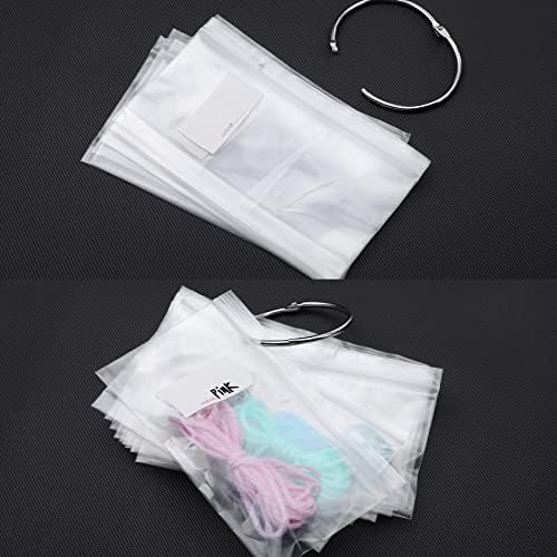 Floss Organizer Bags with 2 Inch Loose Leaf Binder Ring Clips for Index Cards, Embroidery Floss Storage Book Metal Rings for Thread Flash Cards(100 Pcs)