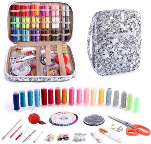 AMOIGEE Complete Sewing Kit for Adults with 230pcs Cute Sewing Supplies Kit