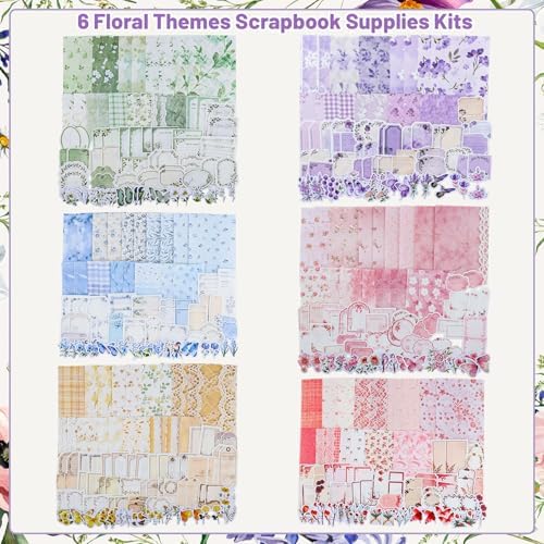 BESARME 480 Pcs Floral Scrapbook Paper and Junk Journal Stickers Set