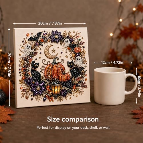 Halloween Pearl Art Kit for Adults, Halloween Ghost Pearl Art DIY Kit, Cute Pumpkin 3D Diamond Art Kits for Adults, DIY Fall Diamond Art Painting Home Decor Wall Art, Beginner DIY Seasonal Party Gift