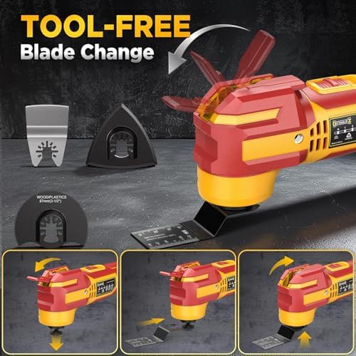 Cordless Oscillating Multi-Tool Compatible with DeWalt 20V Battery(Tool Only),21000 OPM Brushless Motor Power Oscillating Tools,4.5° Swing Angle,Side Battery Layout for Sanding/Cutting/Scraping