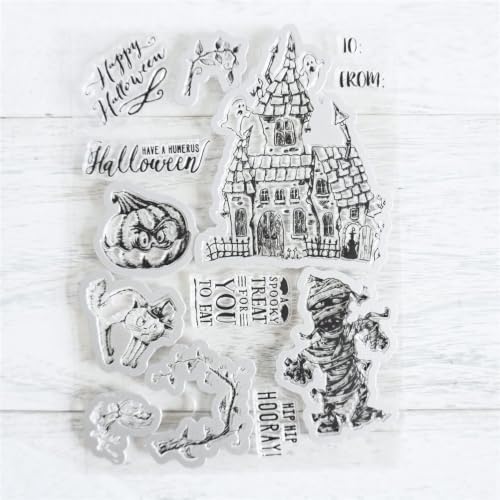 Haunted House Halloween Clear Stamps and Die Cuts Sets for DIY Card Making