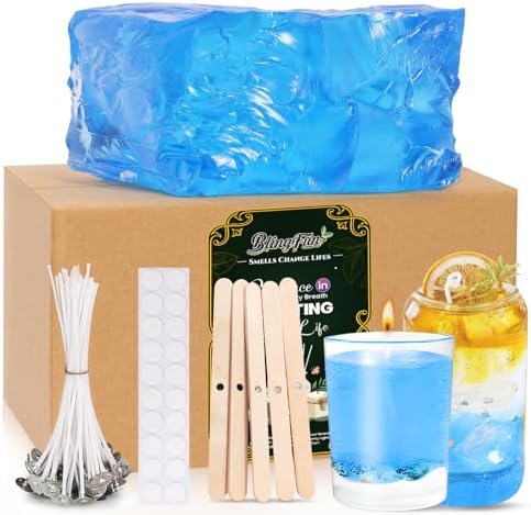 Blingfun Clear Wax for Candle Making-DIY Aromatherapy Candle Making Gel raw Materials, can add Dried Flowers/Fragrance, smokeless Safe Candle Materials, Birthday Christmas Gift Decoration (Blue)