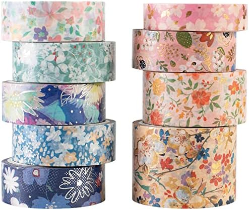 YUBBAEX Mystic Gold Washi Tape Set Wide Silver Foil Masking Tape Decorative for Arts, DIY Crafts, Journal Supplies, Planners, Scrapbook, Card/Gift Wrapping (Beauty of Nature)