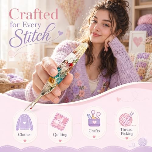 Reessy Seam Ripper Set, Small & Large Stitch Remover Tools with Resin Handles, Thread Pick Seam Cutter for Sewing, Stitch Removal, Alterations, Quilting & Crafts