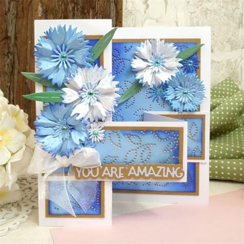 Scrapbooking Die-Cuts for Card Making, Christmas Metal Cutting Dies, Paper Craft Punch Template, Background Embossing Stencils, DIY Album Décor (Cornflower-9.8x7cm)