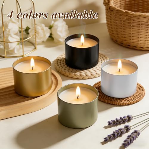PCREGPAE 4OZ White Candle Tins Cans with Lids and Wicks for Making Candles