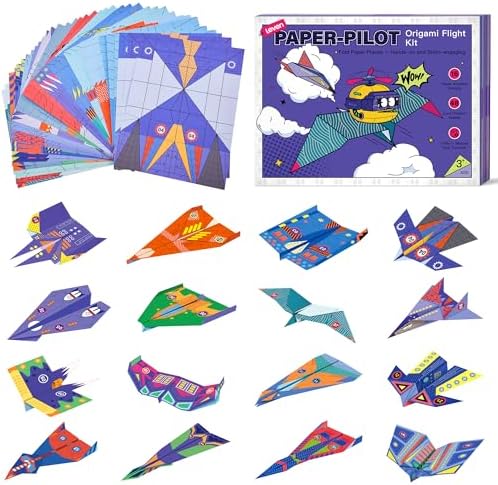 Leven DIY Paper Airplane Book, 16 Creative Folding Paper Planes, 11" x 8.3"