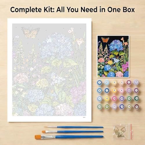 Amphol Paint by Numbers Kit for Adults - 16”x20” Bloom Garden DIY Paint by Numbers Kit for Beginners, Oil Flowers Painting Kit on Canvas Art for Home Wall Decor, Stress Relief with Acrylic Paint