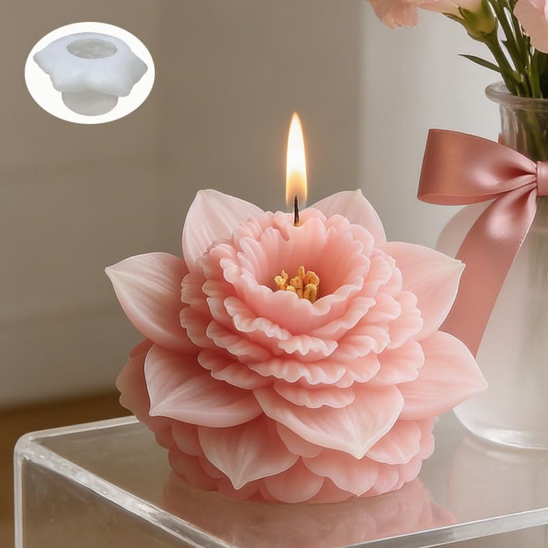 Konrisa Flower Resin Casting Molds for Candle Making, 3D Narcissus Candle Molds, Handmade Aromatherapy Candles Making Molds DIY Craft Supplies