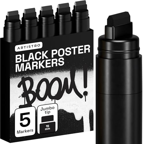 ARTISTRO Black Paint Pens - Jumbo Tips - Set of 5