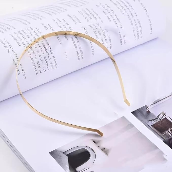Generic 6 Size Thin Metal Headbands Set, Gold DIY Hairband Bases for Women & Girls, 6 Count