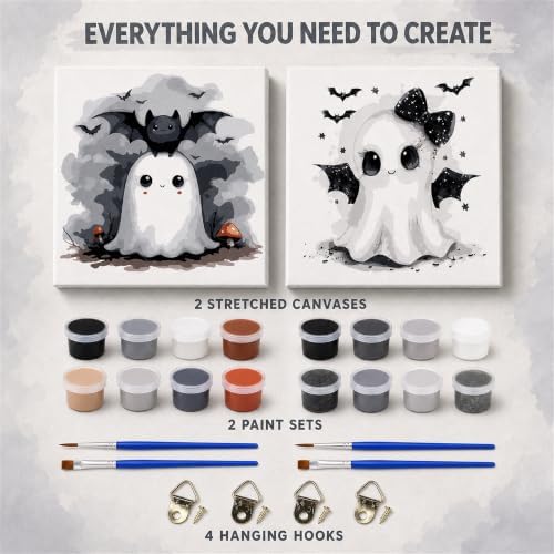 Yiolikan 2Pcs Halloween Paint by Numbers Kits for Adults Framed