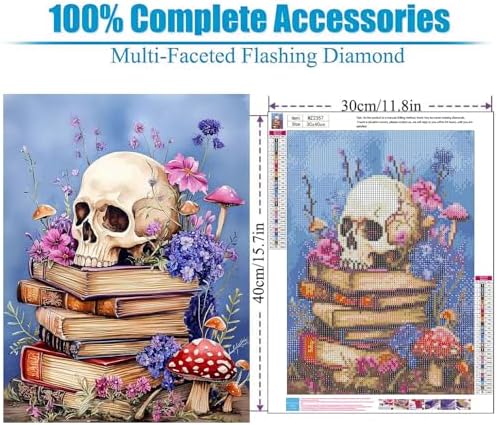 Lophomie Diamond Art Kits for Adults Skull Diamond Painting Kits 12x16 in