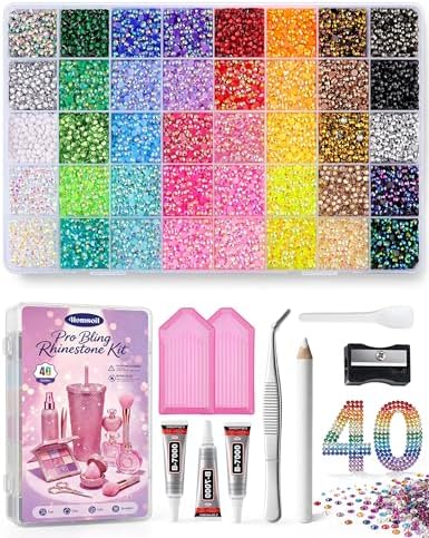Flatback Rhinestones for Bedazzling Kit with Glue, for Nail Gems and Charms