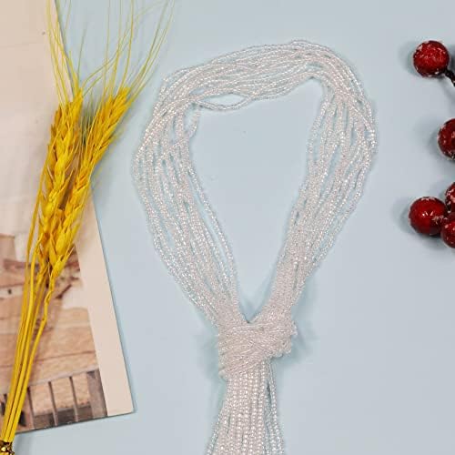 11/0 Glass Clear Rainbow Color Seed Beads Hanks (3 Meters) Total 6000pcs, 9 Meters String Clear AB Seed Beads Strand