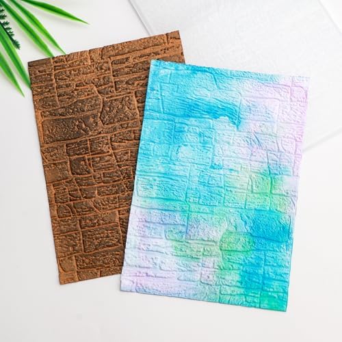 BAOFALI 3D Embossing Folder for Card Making,Stone Wall Texture Plastic Texture Fades Embossing Folder Template for Scrapbooking Cardstock Album DIY Decoration Paper Crafting 6.3x4.5inch