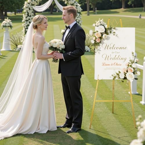 GRENTY 57.5" Gold Easel Stand for Wedding Sign, Art, Welcome Sign, Painting