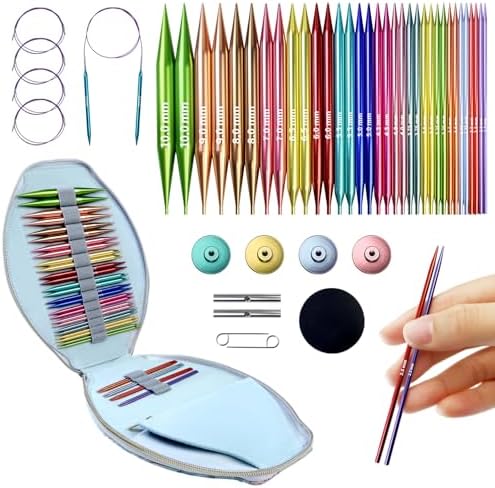 Lewhoo 17 Size Interchangeable Circular Knitting Needles Set 2.2~10.0mm