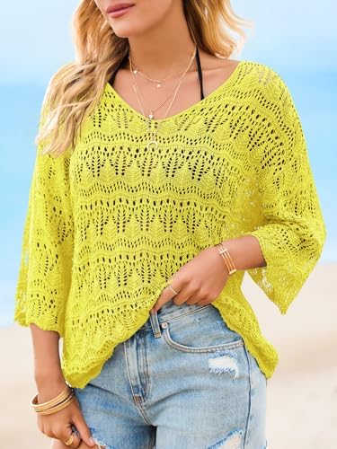 Saodimallsu Womens Crochet Cover Up Sweater Tops