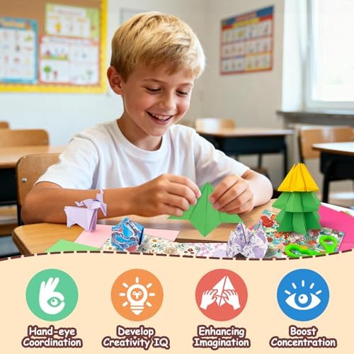 hapray Japanese Origami Paper Kit, 500 Colored Paper 6x6 for Kids Ages 5-12