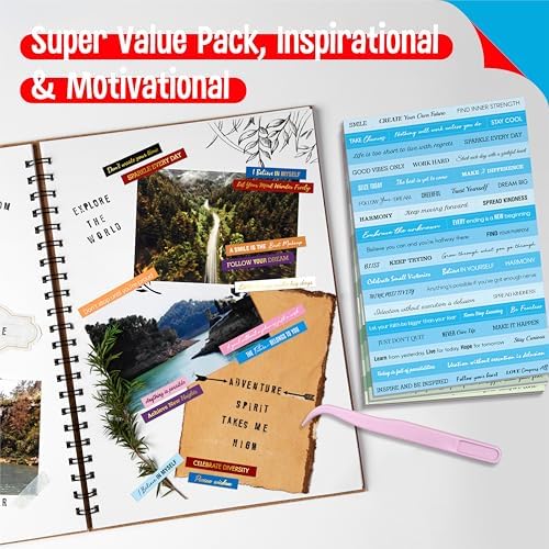 2398PCS Quote Stickers, Gold Foil Word Phrase Stickers for Junk Journal, Pre-Cut Motivational Inspirational Small Talk Labels for Scrapbook, DIY Craft Card Making (50 Sheets)