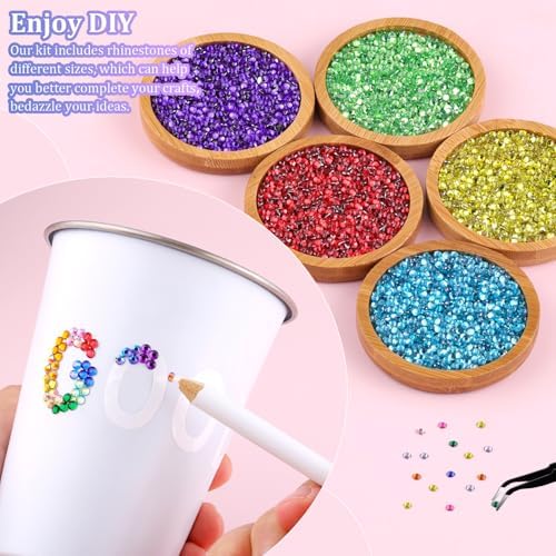 24000Pcs Resin Rhinestones for Bedazzling with Tweezers, Multicolor 3mm Rhinestones for Crafting with B7000 Jewelry Glue for DIY Crafts Clothing Tumblers Shoes Fabric Nail Art