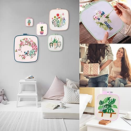 ZOCONE 4 Pcs 4 Size Square Embroidery Hoops, ABS Plastic Embroidery Hoops Cross Stitch Hoops Embroidery Frames for Sewing, Needlework, Embroidery Projects (Size-3", 4.3", 6.5", 8.7")