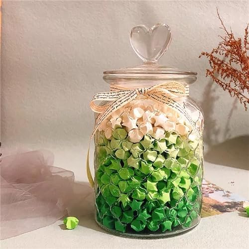 1080 Sheets Origami Star Paper 4 Green Color Strips Double Sided Lucky Star Decoration Folding Paper for DIY Hand Art Supplies (Green-1080 sheets)