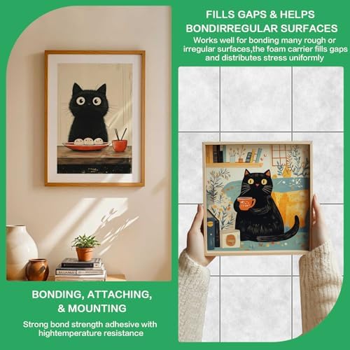 Double Sided Foam Tape Pads, 48Pcs Double Coated Pre-Cut Rectangles Mounting, 2mm Thick Heavy Duty White Polyurethane Foam with High Tack Adhesive for Crafts, Home, Outdoor Signs& Car (50x30mm)