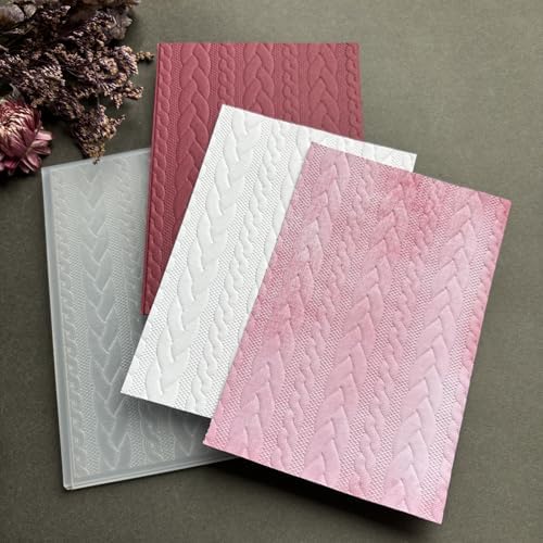 Cable Knit Braided Texture 3D Embossing Folder, Sweater Weave Pattern Plastic Stencil for DIY Scrapbooking Card Making Paper Crafts