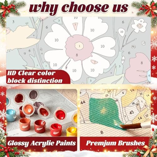 ICYANART Christmas Paint by Numbers Kit for Adults Beginner 16x20Inch